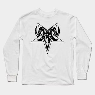 Satanic Goat Head with Pentagram 1.2 (black) Long Sleeve T-Shirt